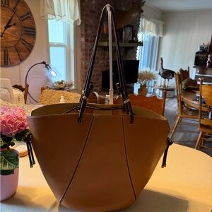 Tory Burch Brown Tote with Black Straps